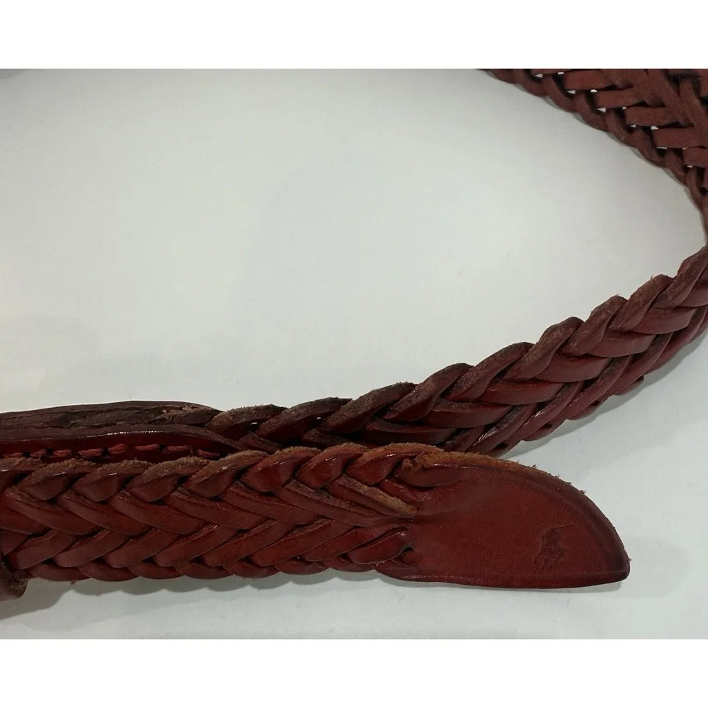 VTG Polo Ralph Lauren Women's Braided Red Leather Belt England Size‎ 1X32.5